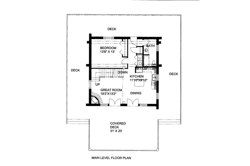 Home Plan - Floor Plan - Main Floor for Log House Plan #117-965 - 2 bed, 2 bath