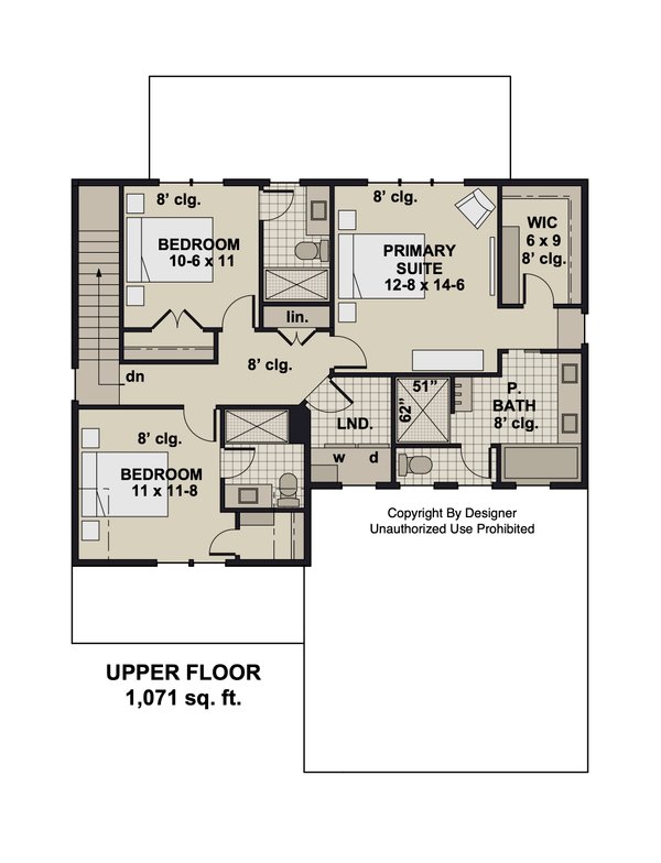 Farmhouse Floor Plan - Upper Floor Plan #51-1380