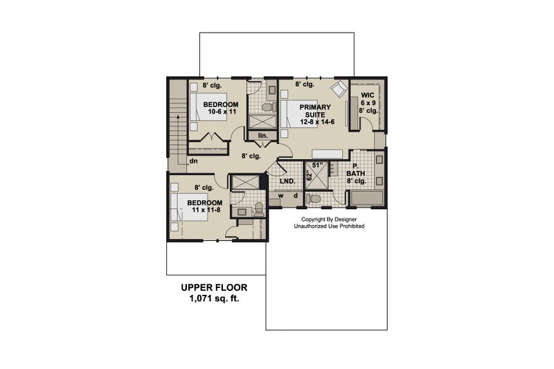 Home Plan - Floor Plan - Upper Floor for Farmhouse House Plan #51-1380 - 3 bed, 3.5 bath