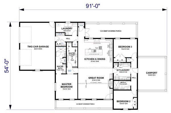Farmhouse Floor Plan - Main Floor Plan #44-310