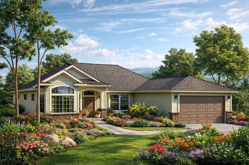 House Plan Design - Exterior - Front Elevation 2 for Ranch House Plan #124-385 - 3 bed, 2 bath