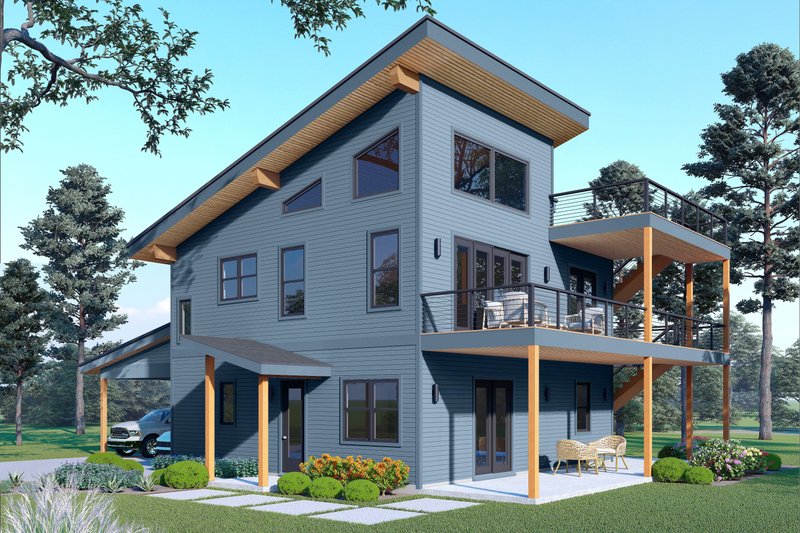 House Blueprint - Exterior - Front Elevation 4 for Contemporary House Plan #932-1334 - 3 bed, 2.5 bath