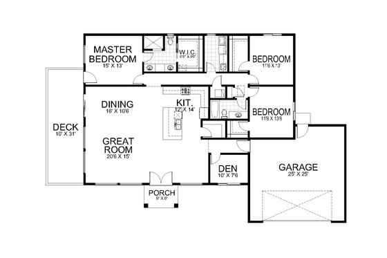 Floor Plan - Main Floor for Contemporary House Plan #112-213 - 3 bed, 2 bath