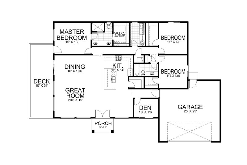 Architectural House Design - Floor Plan - Main Floor for Contemporary House Plan #112-213 - 3 bed, 2 bath