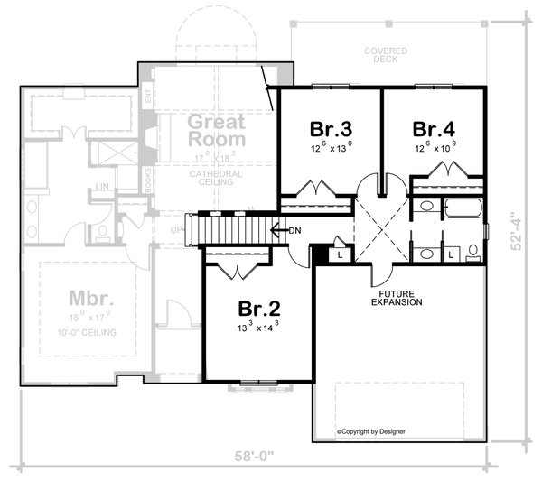 House Plan Design - Craftsman Floor Plan - Upper Floor Plan #20-2146