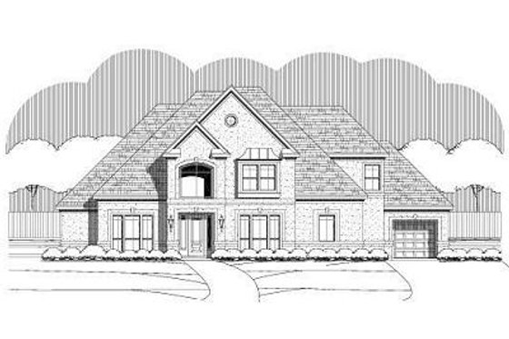 Exterior - Front Elevation for European House Plan #411-750 - 4 bed, 3.5 bath