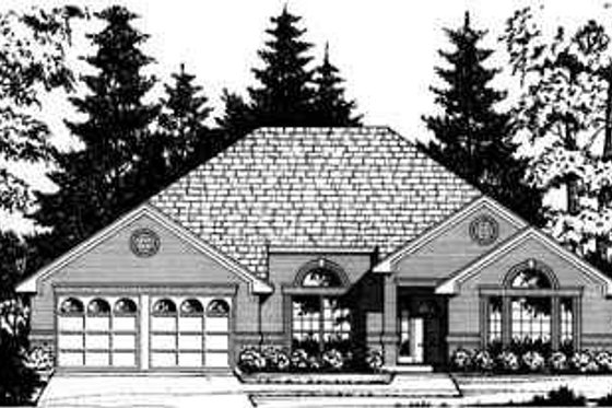 Exterior - Front Elevation for Traditional House Plan #40-215 - 3 bed, 2 bath