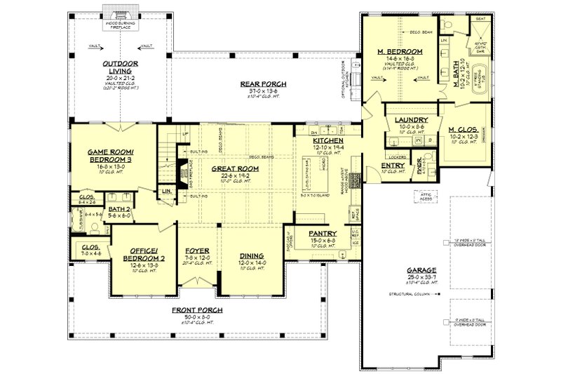 House Blueprint - Floor Plan - Main Floor for Farmhouse House Plan #430-399 - 5 bed, 3.5 bath