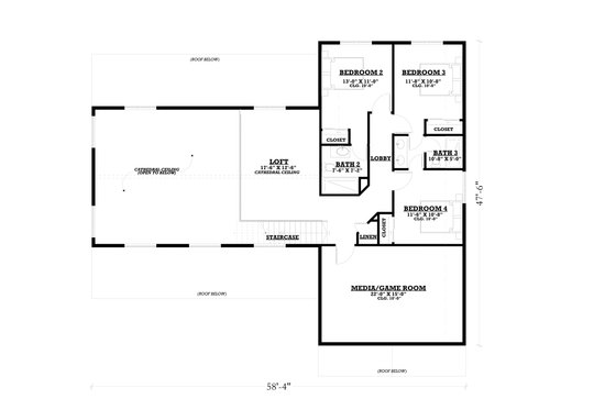 Floor Plan - Upper Floor for Barndominium House Plan #1112-1 - 4 bed, 3.5 bath