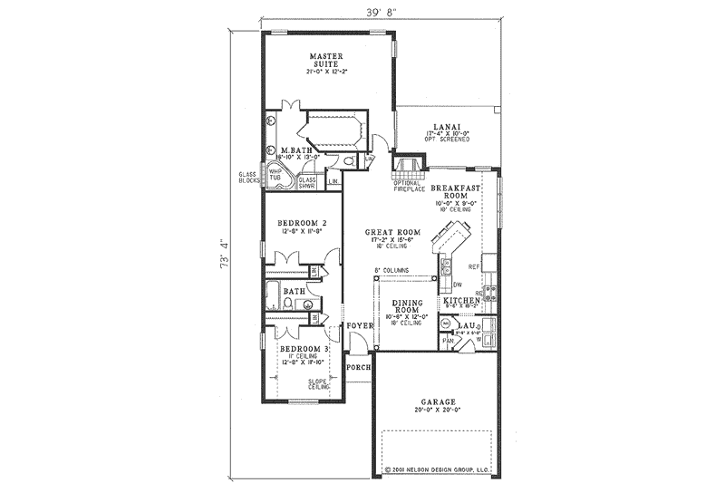 Home Plan - Floor Plan - Main Floor for Mediterranean House Plan #17-1129 - 3 bed, 2 bath