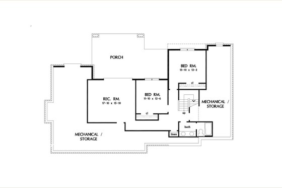Floor Plan - Lower Floor for Farmhouse House Plan #929-1184 - 5 bed, 3.5 bath