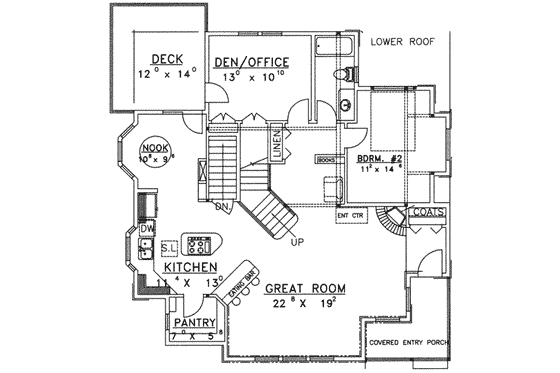 Floor Plan - Main Floor for Modern House Plan #117-273 - 2 bed, 1.5 bath