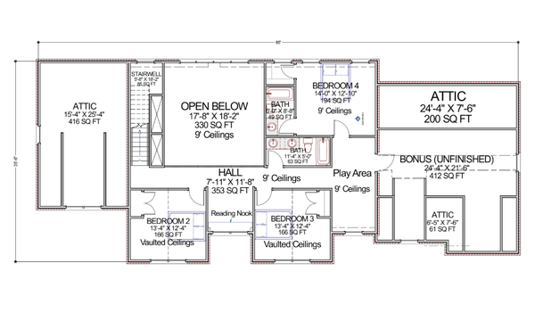 Home Plan - Floor Plan - Upper Floor for Traditional House Plan #1116-7 - 4 bed, 3.5 bath