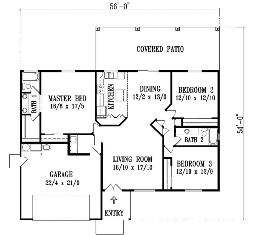 Adobe / Southwestern Style House Plan - 3 Beds 2 Baths 1631 Sq/Ft Plan ...