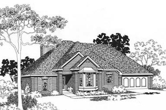 Exterior - Front Elevation for European House Plan #310-566 - 3 bed, 2 bath