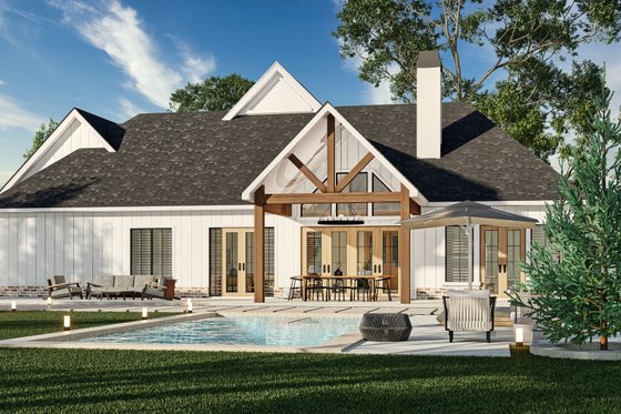 Exterior - Rear Elevation 1 for Farmhouse House Plan #119-451 - 3 bed, 2 bath