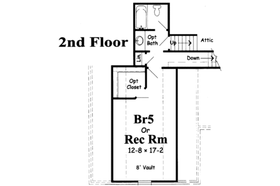 Floor Plan - Upper Floor for European House Plan #329-124 - 5 bed, 3 bath
