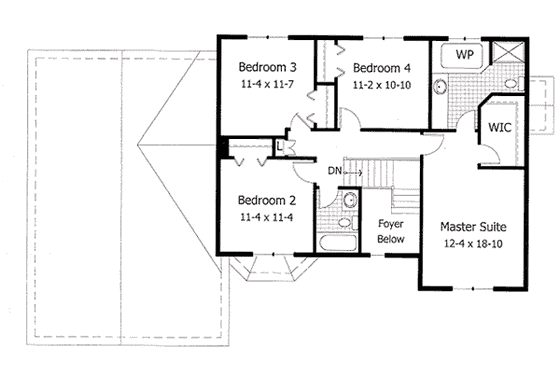 Floor Plan - Upper Floor for Traditional House Plan #51-108 - 3 bed, 2.5 bath