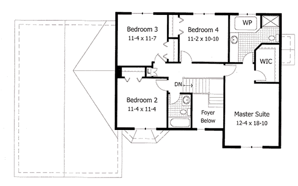 Traditional Floor Plan - Upper Floor Plan #51-108