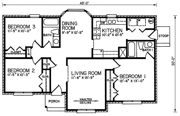 House Blueprint - Traditional Floor Plan - Main Floor Plan #54-642
