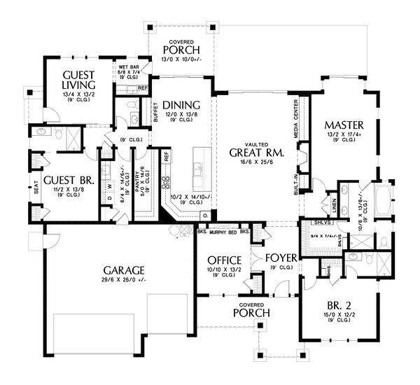 Home Plan - Craftsman Floor Plan - Main Floor Plan #48-989