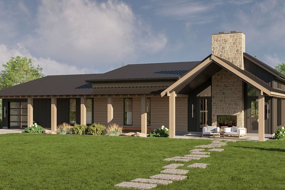 Exterior - Rear Elevation for Barndominium House Plan #455-381 - 2 bed, 2.5 bath