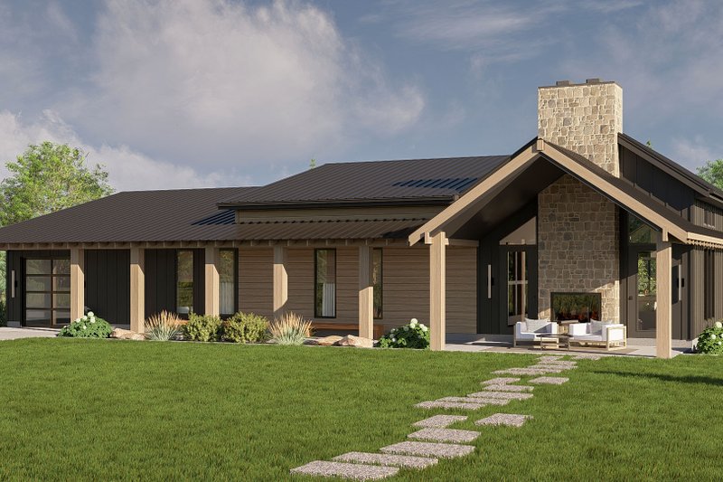 House Design - Exterior - Rear Elevation for Barndominium House Plan #455-381 - 2 bed, 2.5 bath