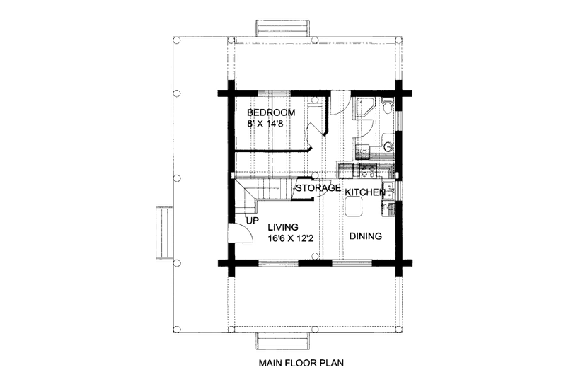 Dream House Plan - Floor Plan - Main Floor for Log House Plan #117-596 - 1 bed, 1 bath