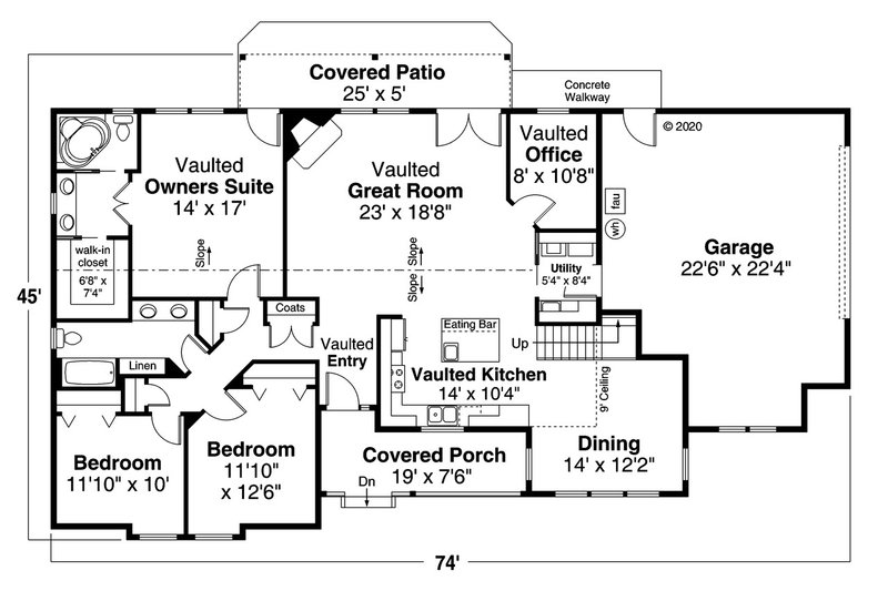 Home Plan - Floor Plan - Main Floor for Ranch House Plan #124-1209 - 3 bed, 2 bath
