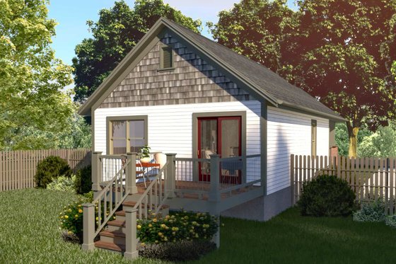 Exterior - Rear Elevation for Craftsman House Plan #79-101 - 2 bed, 1 bath