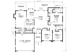Floor Plan - Main Floor for Traditional House Plan #3-136 - 3 bed, 2 bath