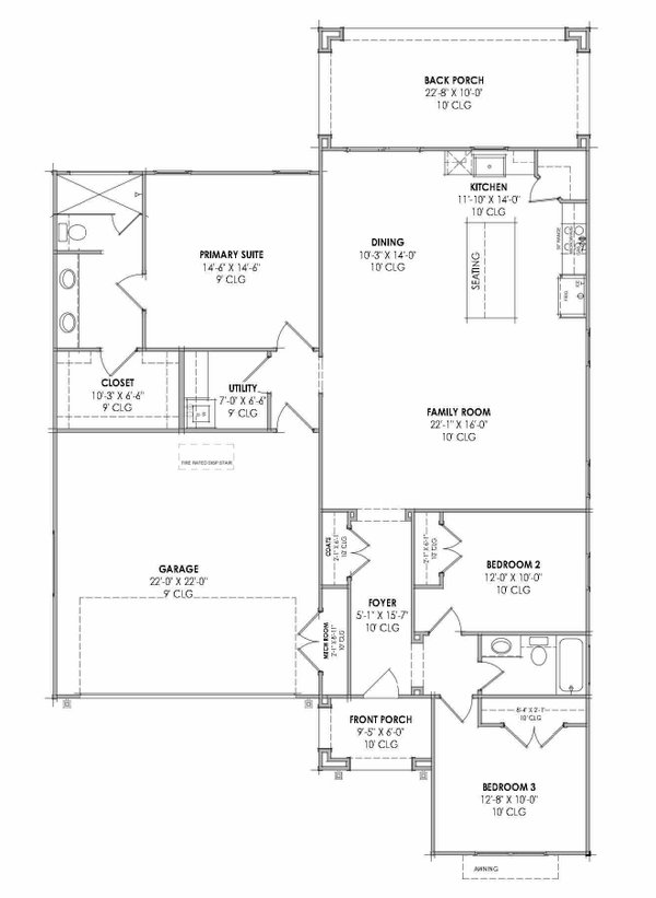 Architectural House Design - Farmhouse Floor Plan - Main Floor Plan #1096-188
