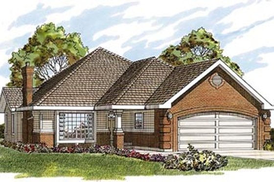 Exterior - Front Elevation for Traditional House Plan #47-241 - 2 bed, 2 bath