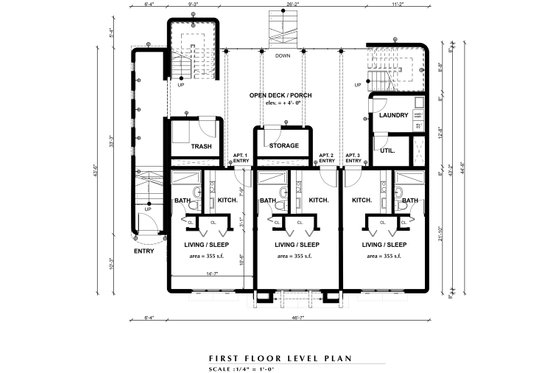 Floor Plan - Main Floor for Adobe / Southwestern House Plan #535-10 - 1 bed, 1 bath