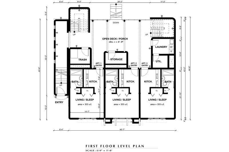 Dream House Plan - Floor Plan - Main Floor for Adobe / Southwestern House Plan #535-10 - 1 bed, 1 bath