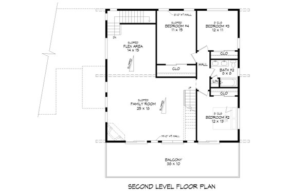 Floor Plan - Upper Floor for Contemporary House Plan #932-920 - 4 bed, 2.5 bath
