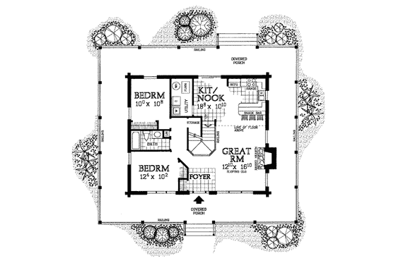 Floor Plan - Main Floor for Country House Plan #72-111 - 3 bed, 2 bath