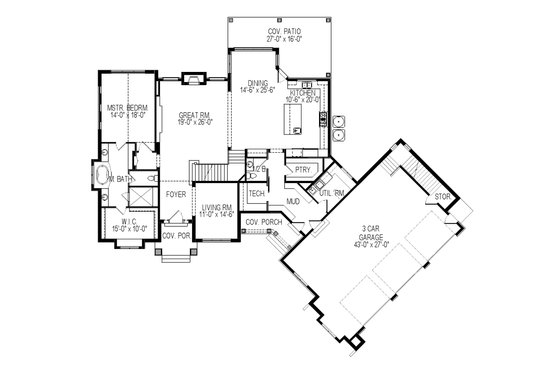 Floor Plan - Main Floor for Traditional House Plan #920-81 - 7 bed, 5.5 bath