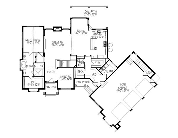 House Plan Design - Traditional Floor Plan - Main Floor Plan #920-81