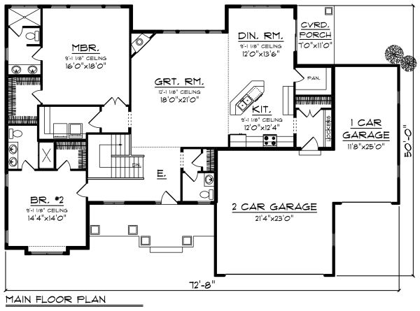 Home Plan - Craftsman Floor Plan - Main Floor Plan #70-1271