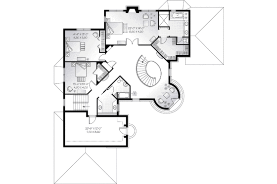 Floor Plan - Upper Floor for European House Plan #23-576 - 3 bed, 2.5 bath