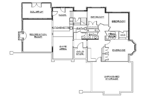 Floor Plan - Lower Floor for European House Plan #5-318 - 6 bed, 4.5 bath