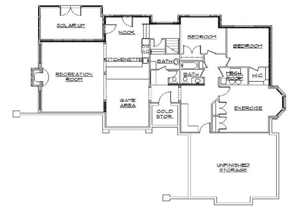 Architectural House Design - European Floor Plan - Lower Floor Plan #5-318
