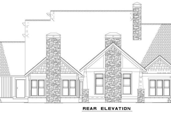 Exterior - Rear Elevation for Craftsman House Plan #17-2516 - 4 bed, 3 bath