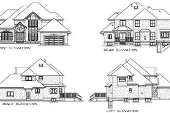 Exterior - Rear Elevation for European House Plan #47-375 - 4 bed, 3 bath