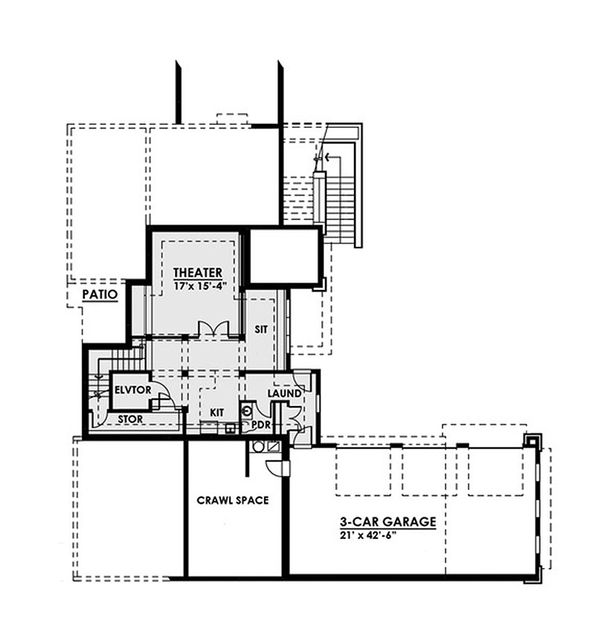 House Design - Contemporary Floor Plan - Lower Floor Plan #1066-39