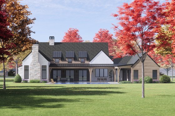 Exterior - Rear Elevation 1 for Country House Plan #1096-18 - 4 bed, 4.5 bath
