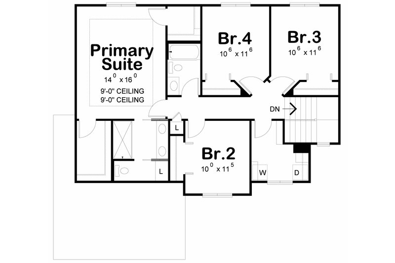 House Design - Floor Plan - Upper Floor for Farmhouse House Plan #20-2647 - 4 bed, 2.5 bath