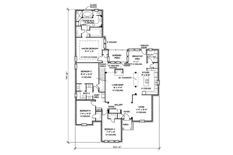 Home Plan - Floor Plan - Main Floor for European House Plan #410-349 - 4 bed, 2 bath