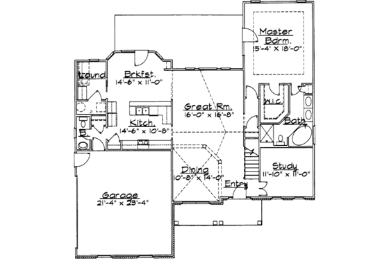 Floor Plan - Main Floor for Colonial House Plan #31-104 - 3 bed, 2.5 bath